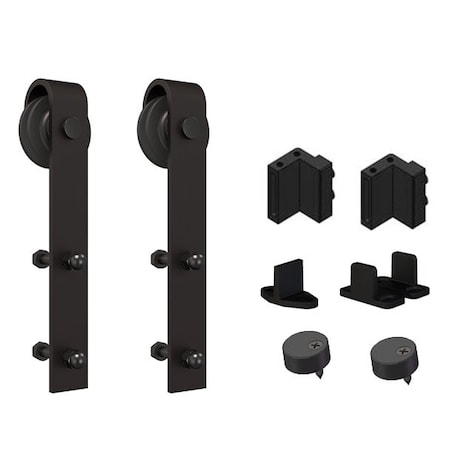 Orca Hardware Double Door Kit, Standard Drop Hangers, To Be Used With Single Flat Track Kit, Black Finish FTST-DDK-BL